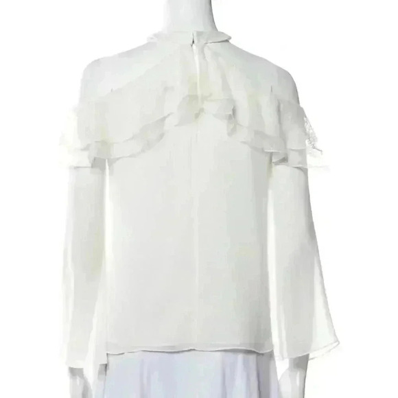 Alice + Olivia revolve cold shoulder Laticia Ruffle Top in Off White Sz XS - Picture 4 of 11
